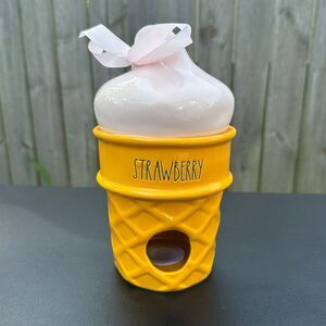 Rae Dunn Ceramic “Strawberry” Ice Cream Birdhouse Decor